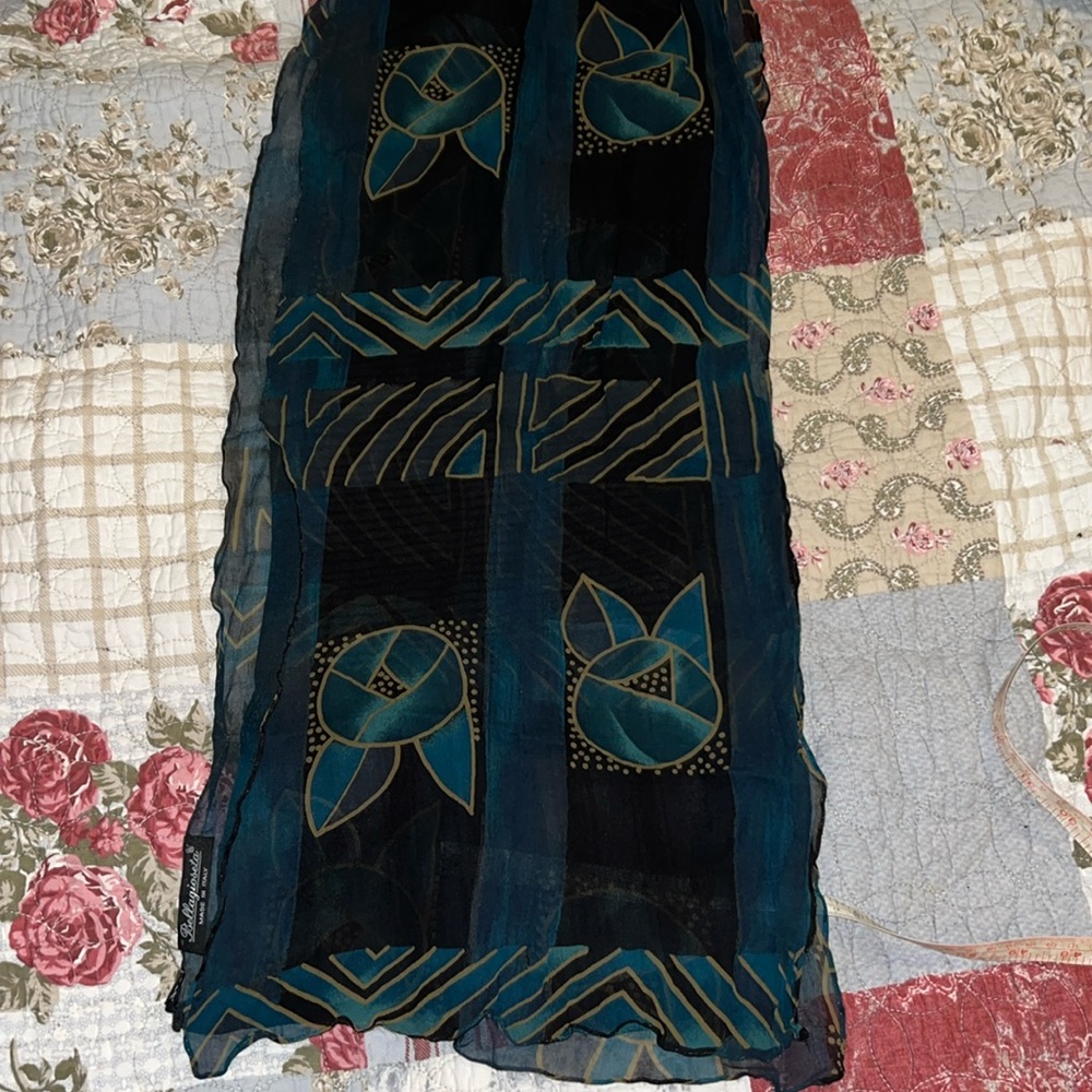 Vintage Bellagioseta Italy silk sheer oblong scarf 54” x 10.5”